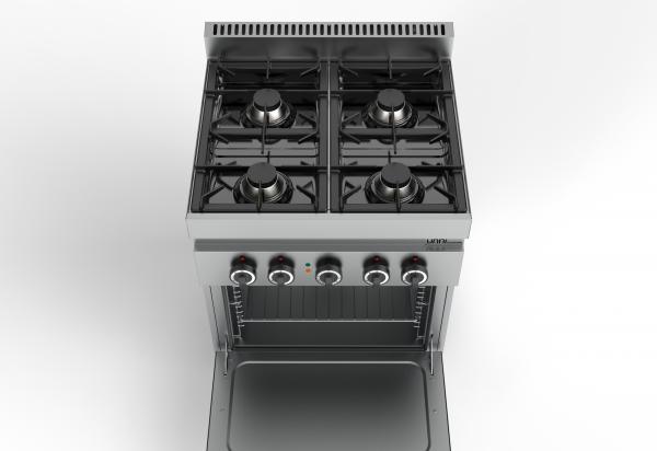 Gastronomie Profi Gasherd Herd mit Gasofen 4 × 6,5 kW – 4 kW