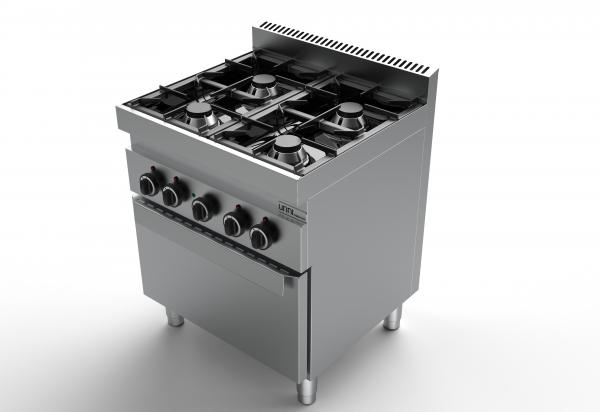 Gastronomie Profi Gasherd Herd mit Gasofen 4 × 6,5 kW – 4 kW