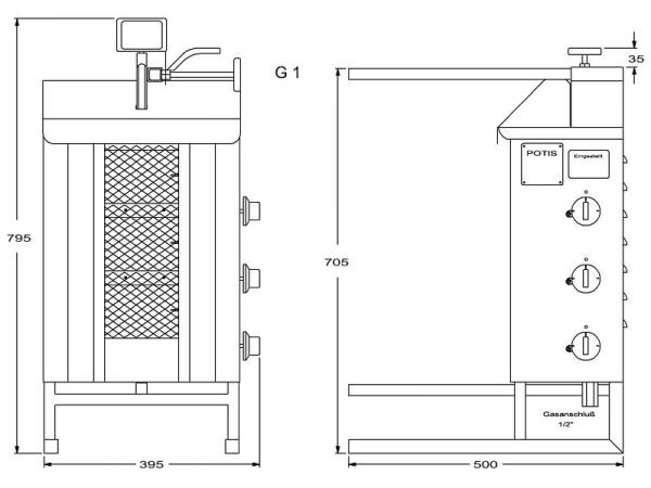 Dönergrill G1 Potis Dönermaschine, Gyrosgrill