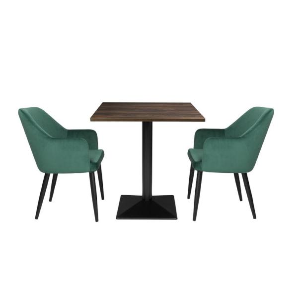 Bolero Kompletter Tisch 70x70 Dunkles Holzdekor Gastronomie Bistrotisch