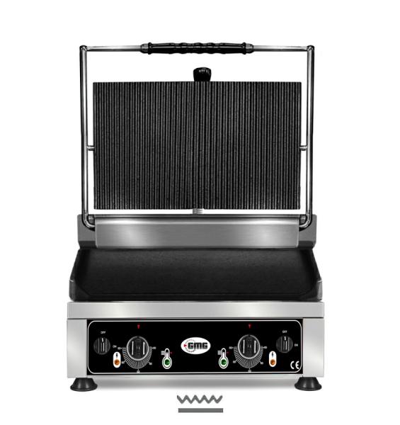 Kontaktgrill oben gerillt unten glatt Toastmaschine Grillfläche 25 x 25 cm