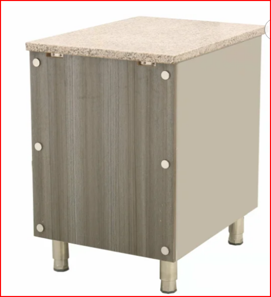 Kassentisch aus Edelstahl 60cm mit Granit und Holzverkleidung