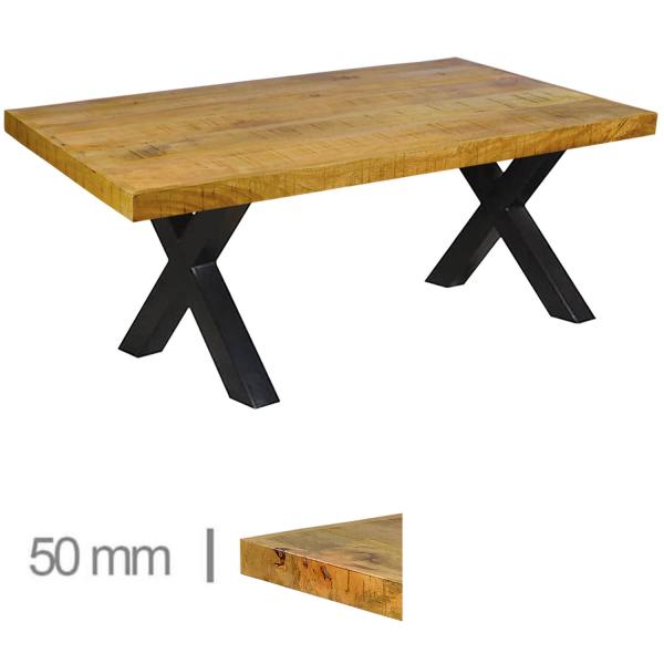 Gastronomie TISCHPLATTE mit Untergestell - Aus Mangoholz Mit Basis – 70×120 cm