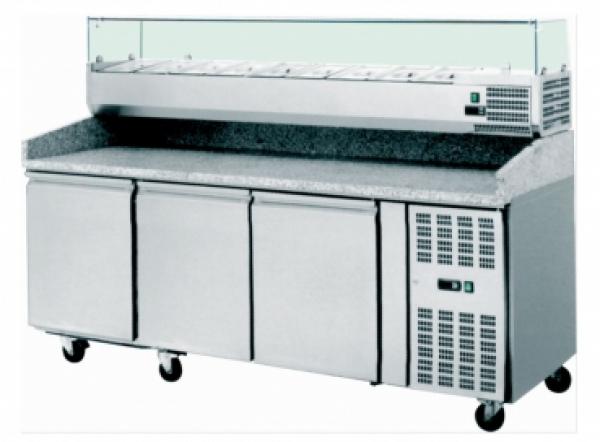 Pizzakühltisch 2025x800mm mit 3 Türen Pizzatheke