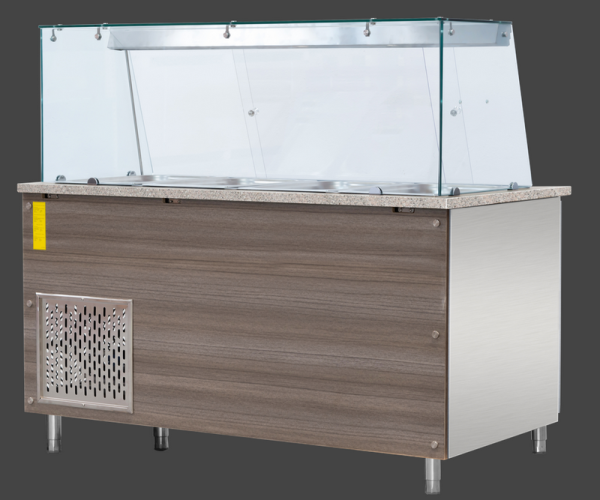 Dönertheke  223cm Salattheke 4 Türen mit schwarzen Granit