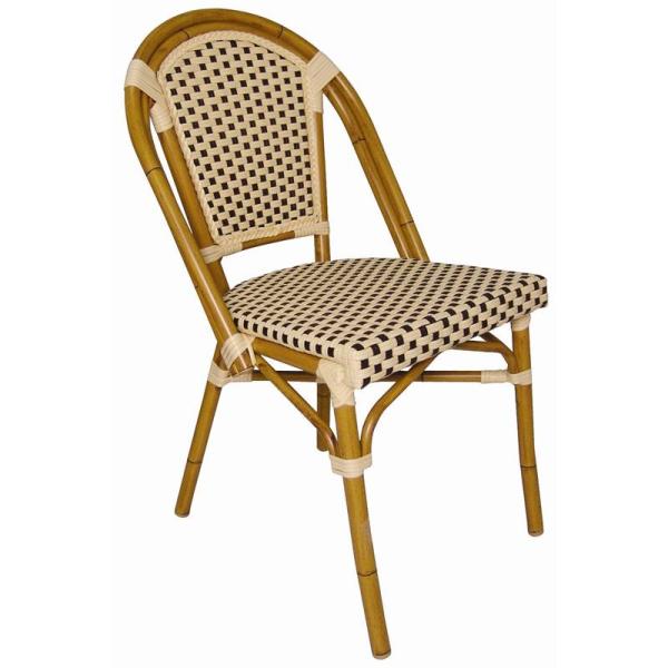 Stapelbar Terrassenstuhl Rattan Stühle braun und creme 4 Stück