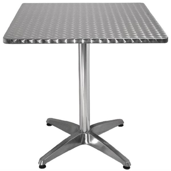 Bolero viereckiger Bistrotisch Edelstahl 1 Bein 70cm