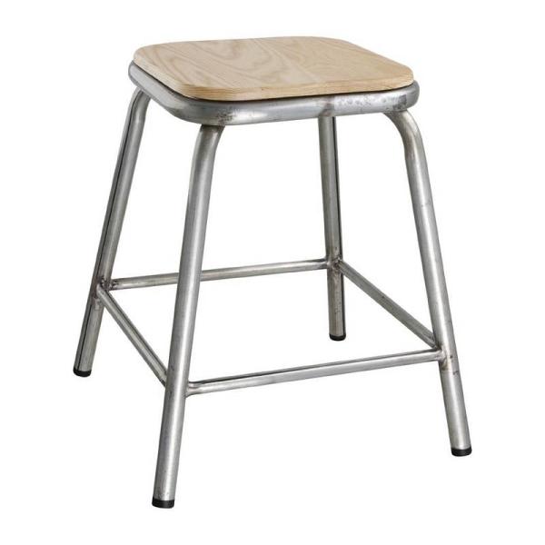 Bolero niedrige Hocker Stahl mit Holzsitz 4 Stück