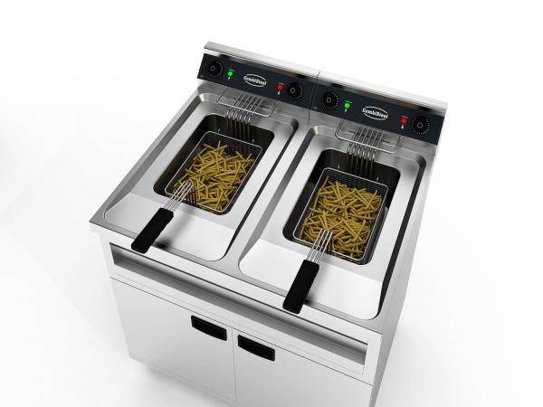 Elektro Doppel Fritteuse für 12 + 12 Liter 400V für Gastronomie