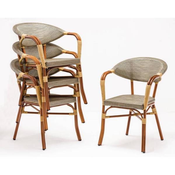 Bolero Rattanstühle mit Armlehne hellbraun 4 Stück Terrassenstuhl