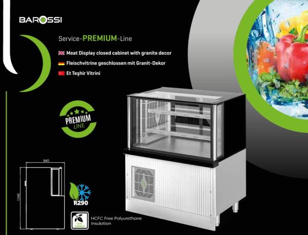 Fleischtheke Fleischvitrine Kalte Theke für Kebab Schwarze Granit