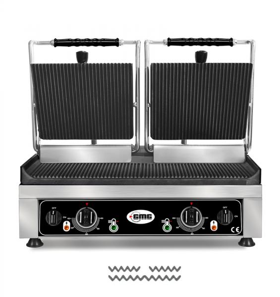 GMG Kontaktgrill mit Doppelplatte oben gerillt – unten gerillt Toastmaschine