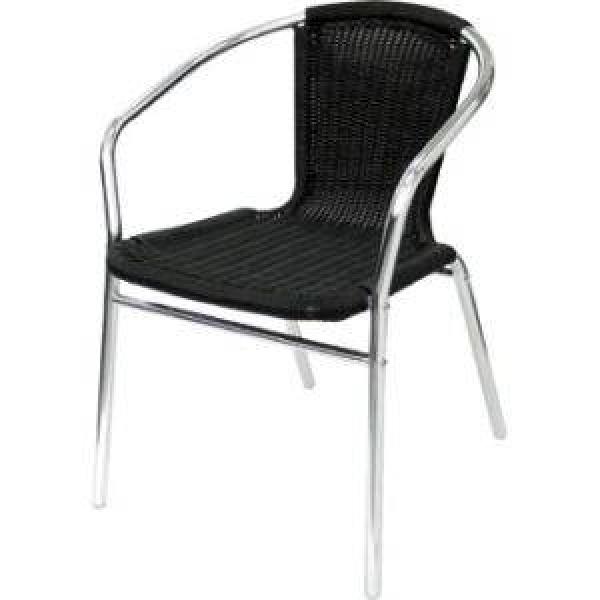 Terrassenstuhl mit Armlehne in Aluminiumdesign schwarz 4 Stück Rattanstühle