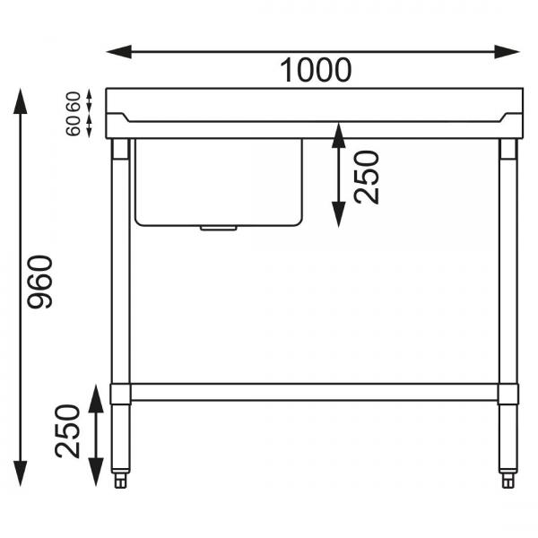 VOGUE SPÜLTISCH BECKEN LINKS 100 x 60 cm