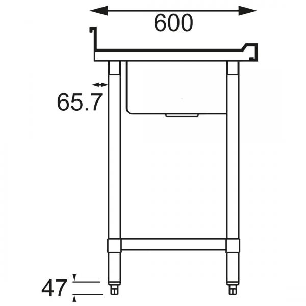 VOGUE SPÜLTISCH BECKEN LINKS 100 x 60 cm