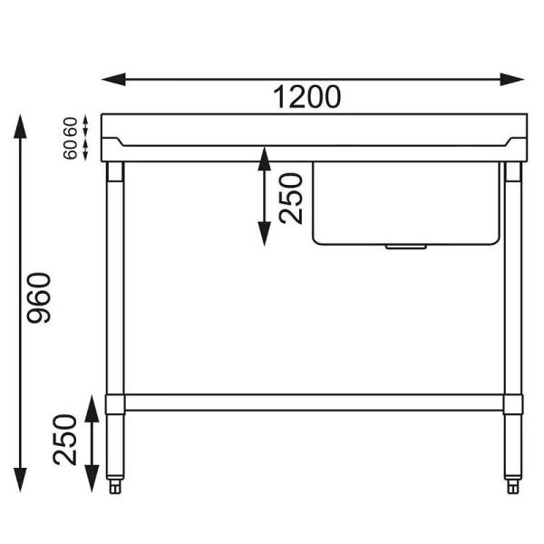 Vogue Spültisch Becken rechts 120cm lang