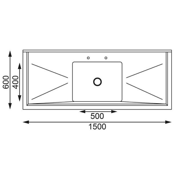 Vogue Spültisch Becken in der Mitte 150cm lang